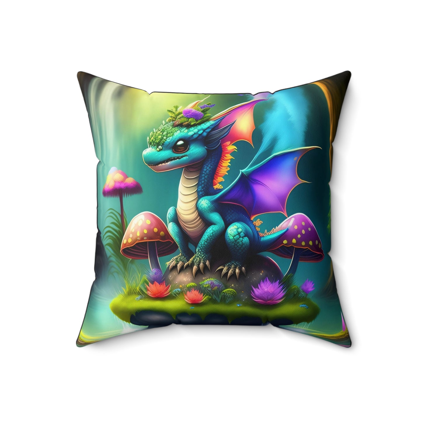 Mushroom Fae Dragon, Polyester Square Pillow