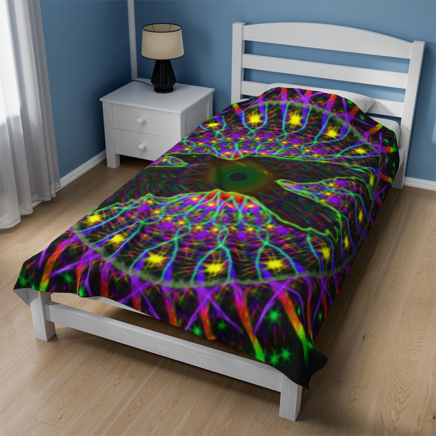 Rainbow Raven Mandala Giant Velveteen Plush Blanket