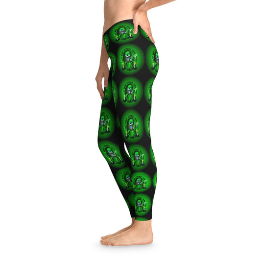 Spooky skeleton Halloween Stretchy Leggings Black