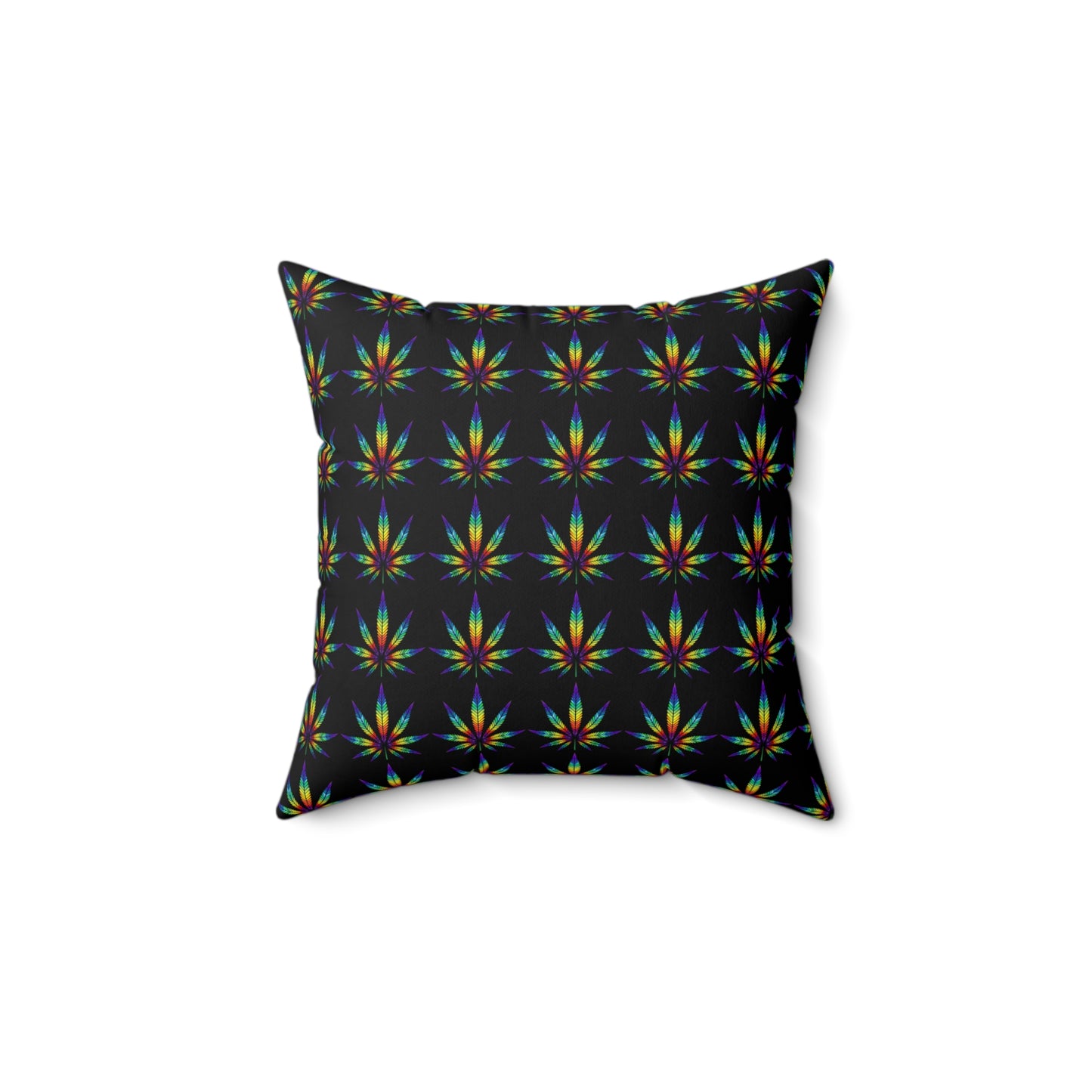 Rainbow Cannabis Leaves, Spun Polyester Square Pillow