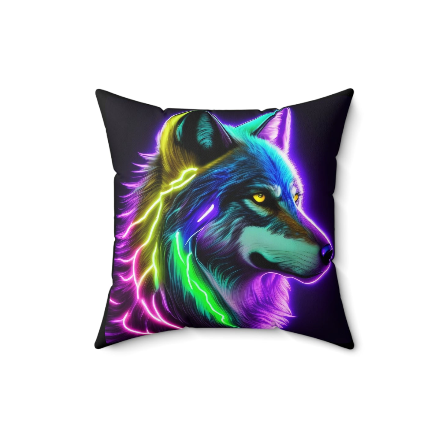 Lightning Wolf, Spun Polyester Square Pillow