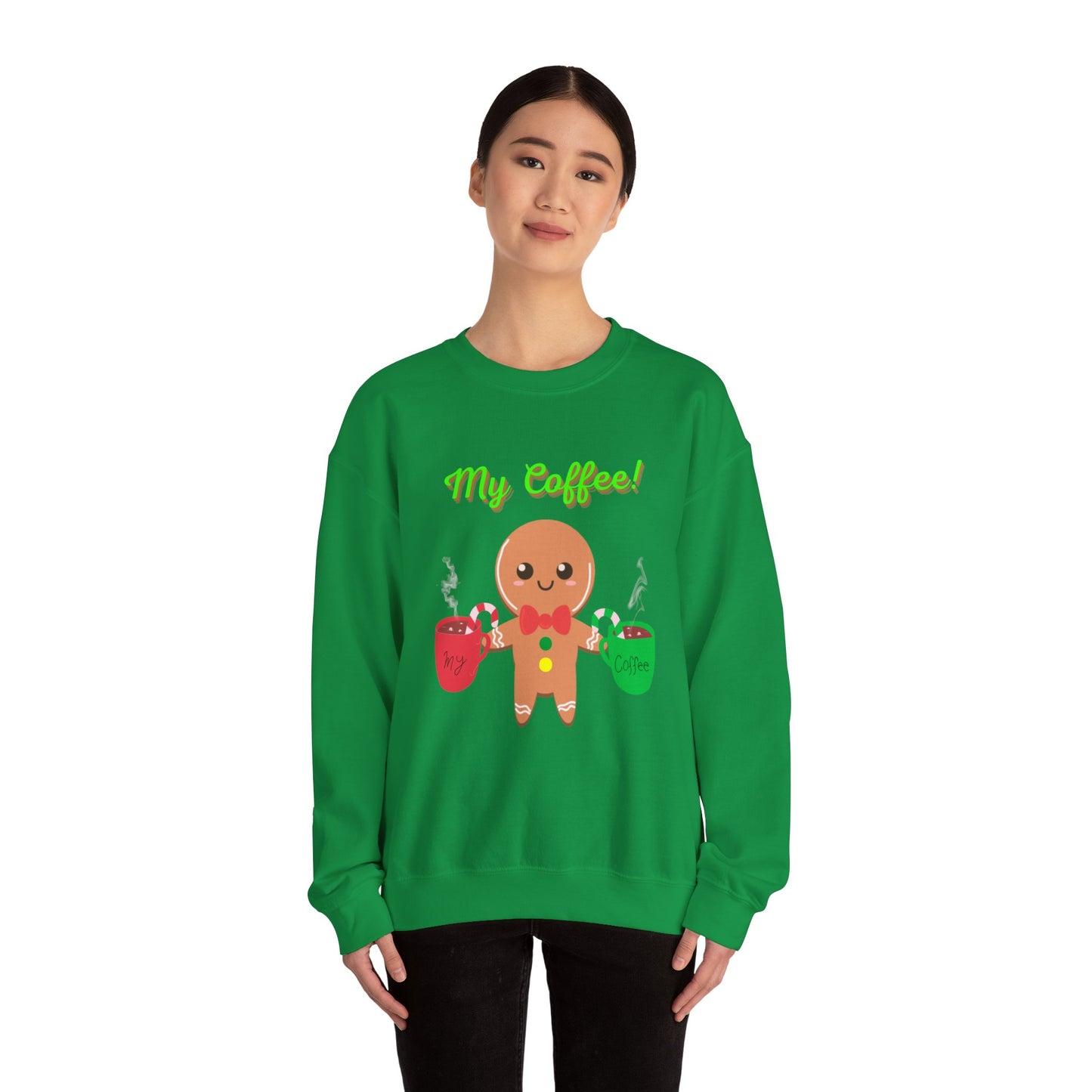 My Coffee Christmas Crewneck Sweatshirt, Gingerbread Man, Mens Gift, Womens Gift, Coffee Lover Shirt