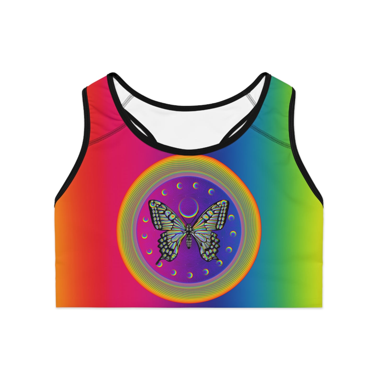 PRIDE Rainbow Butterfly Sports Bra