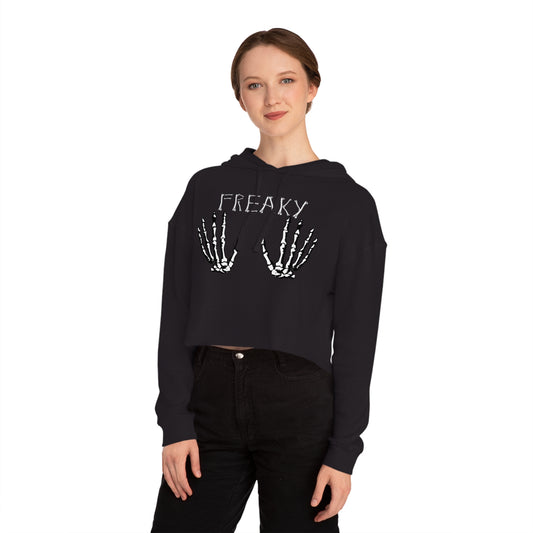 Freaky Bones Womens Cropped Hooded Sweatshirt Halloween