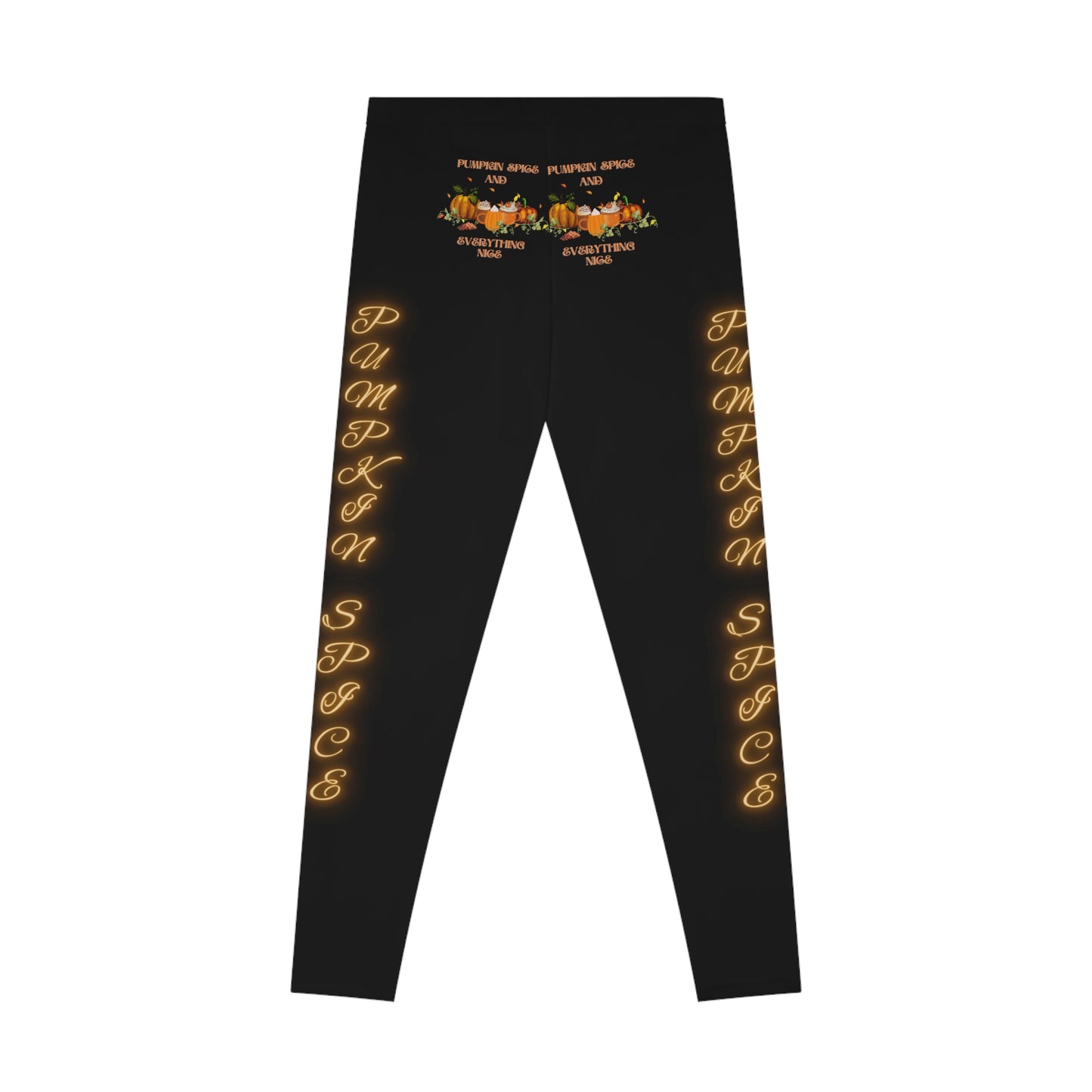 Pumpkin Spice Stretchy Fall Leggings Black