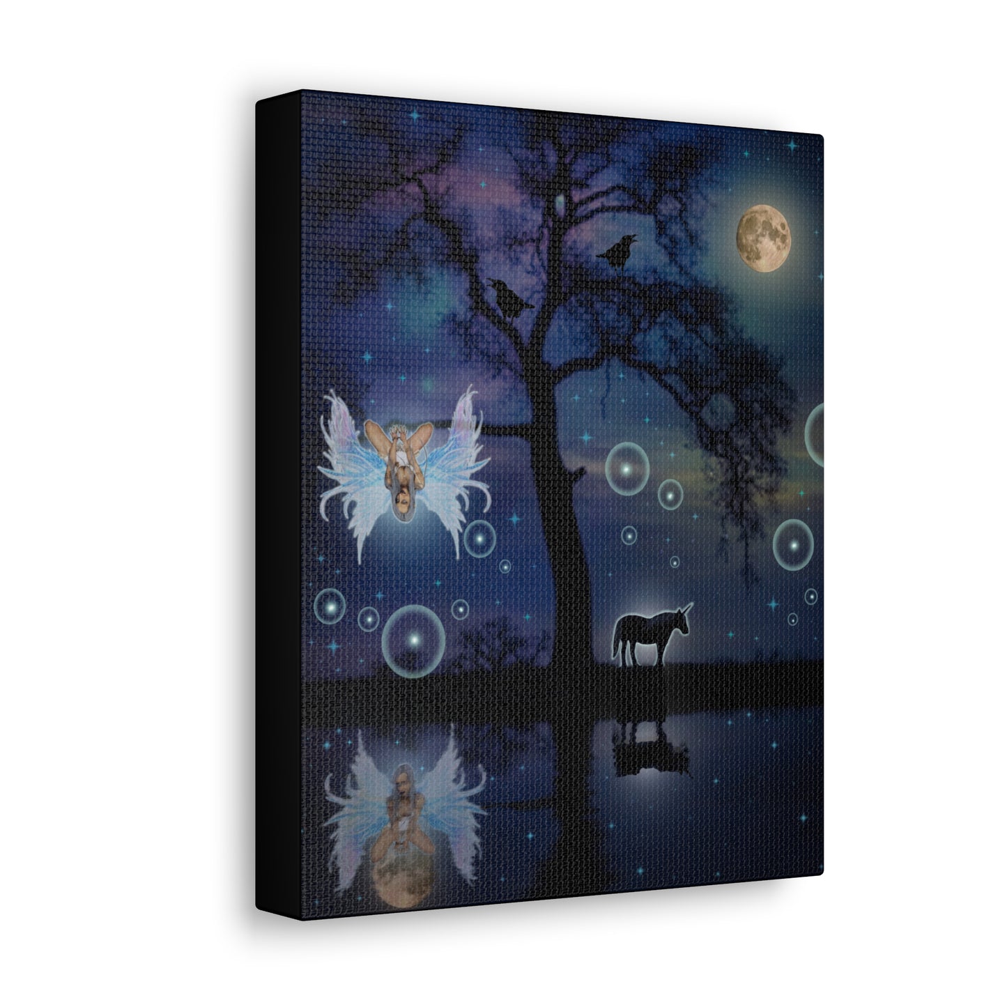 Mystic Moon Fairy, Fantasy Art, Canvas Art, Unique Gifts, Wall Decor, Original Art