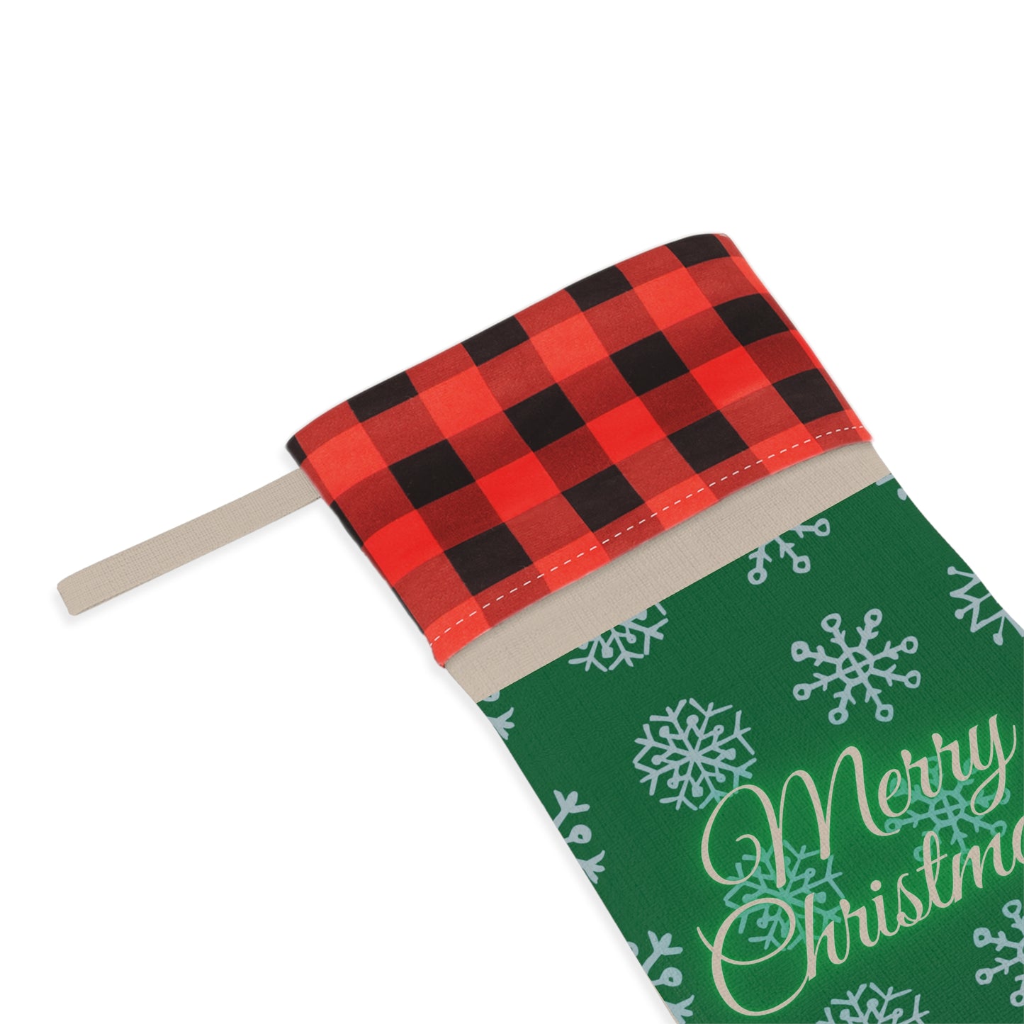 Merry Christmas Snowflake Christmas Stocking Green