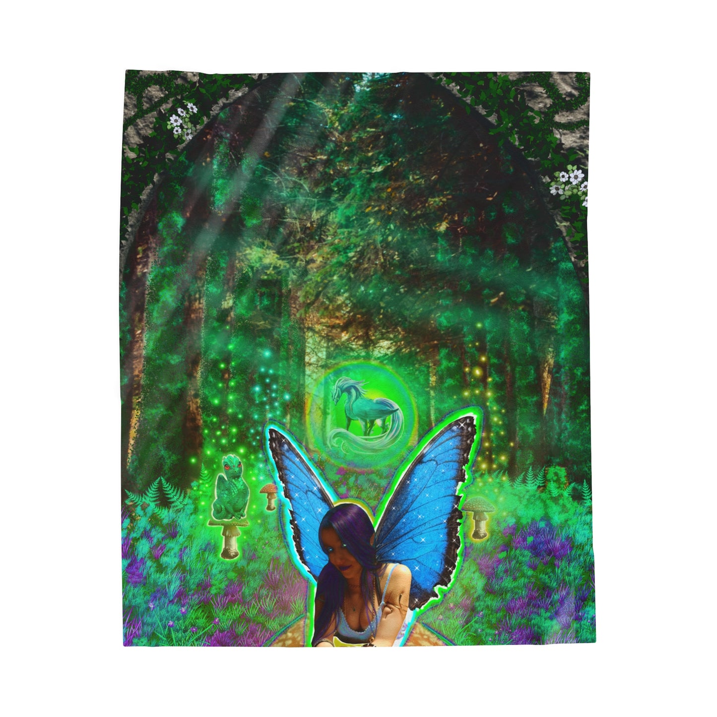 Mystic Mushroom Fairy Velveteen Plush Blanket