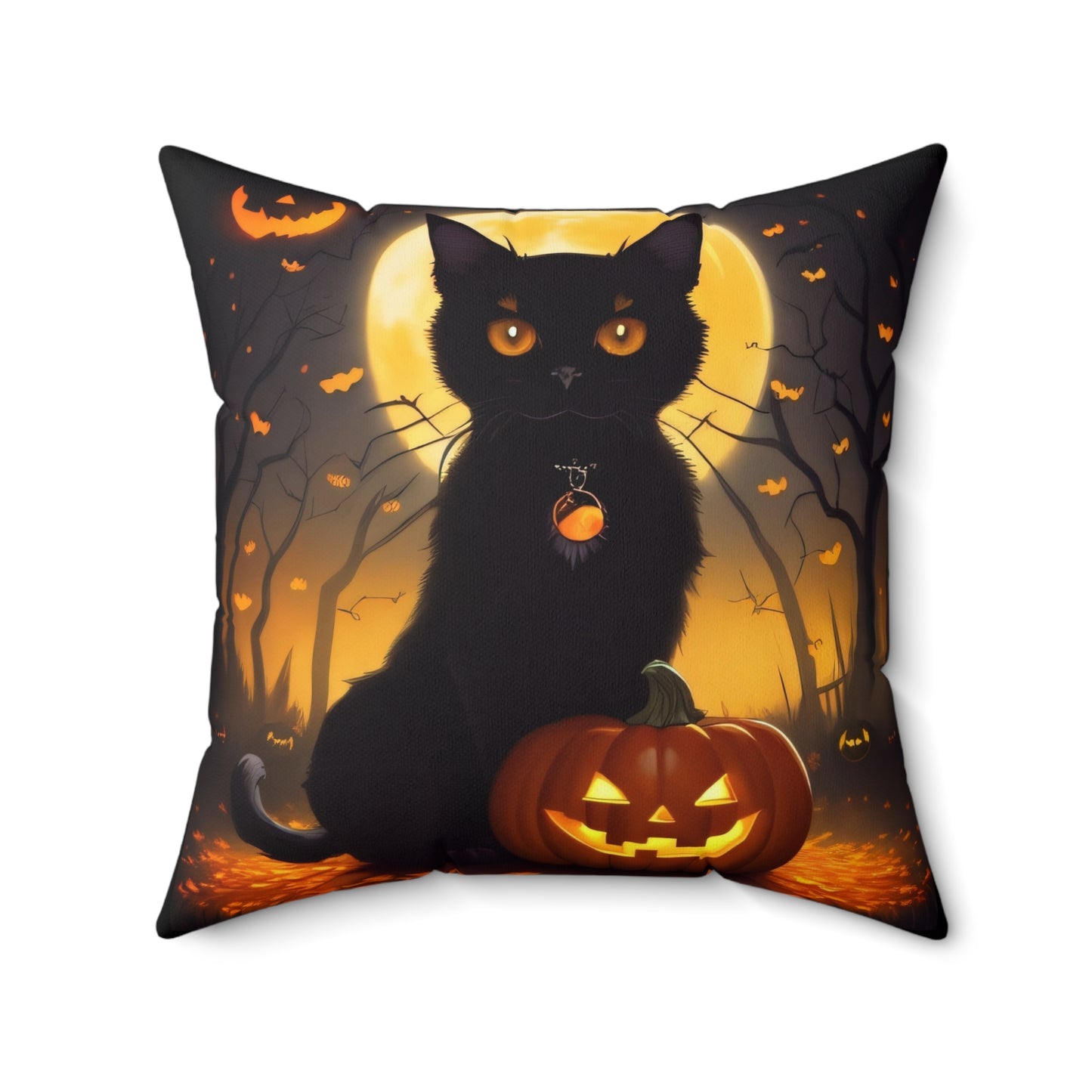 Haunted Forest Halloween Spun Polyester Square Pillow