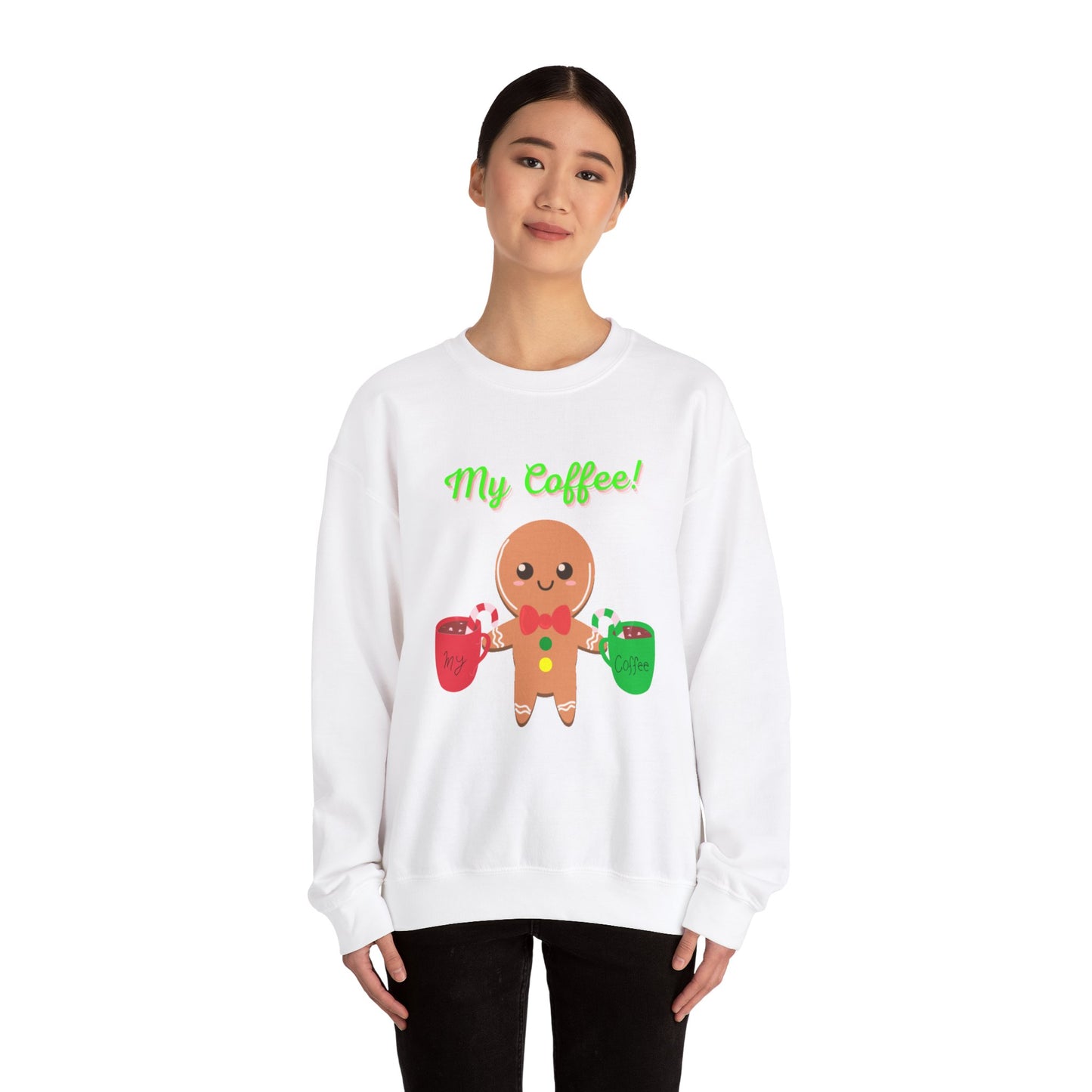 My Coffee Christmas Crewneck Sweatshirt, Gingerbread Man, Mens Gift, Womens Gift, Coffee Lover Shirt