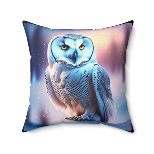 Snowy Owl Dreams, Spun Polyester Square Pillow