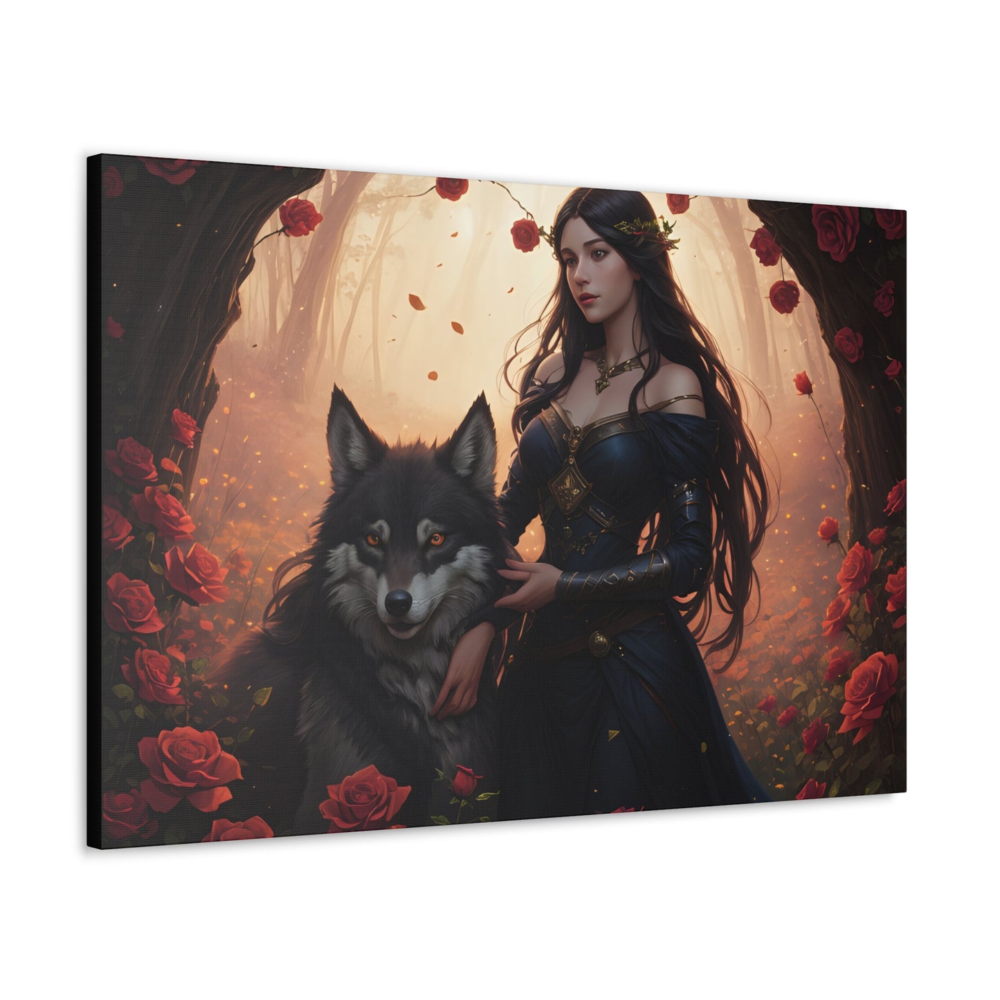 Wolf Enchantress, Canvas Art, Canvas Print, Wall Decor, Original Art, Unique Gifts