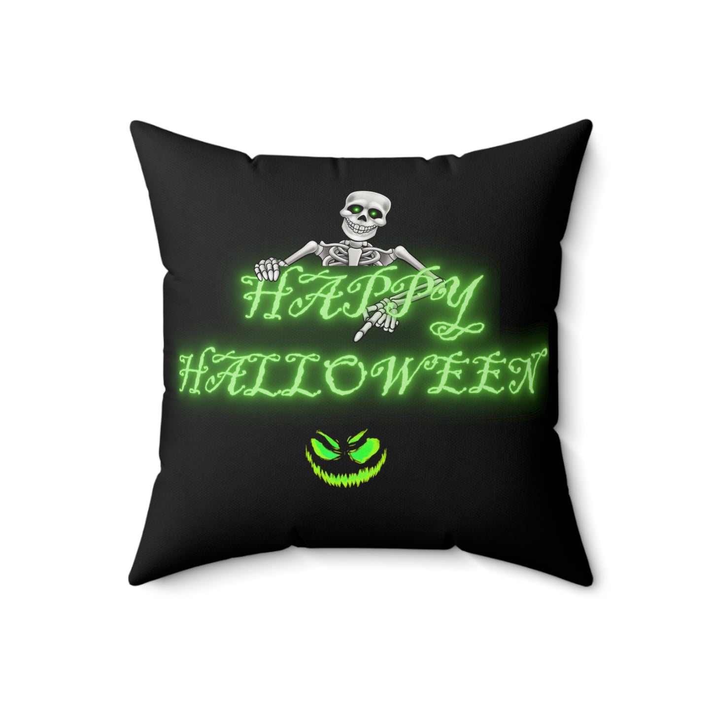 Happy Halloween Skeleton Pillow, Spun Polyester Square Pillow