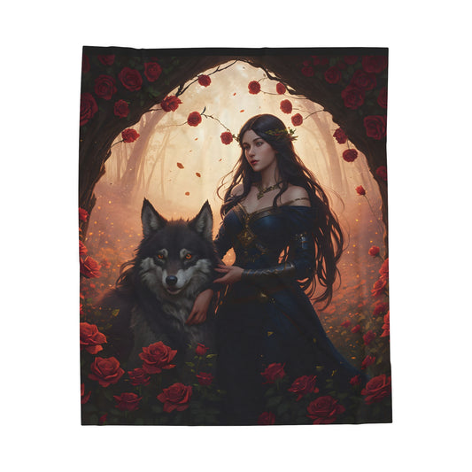 Wolf Enchantress, Plush Blanket