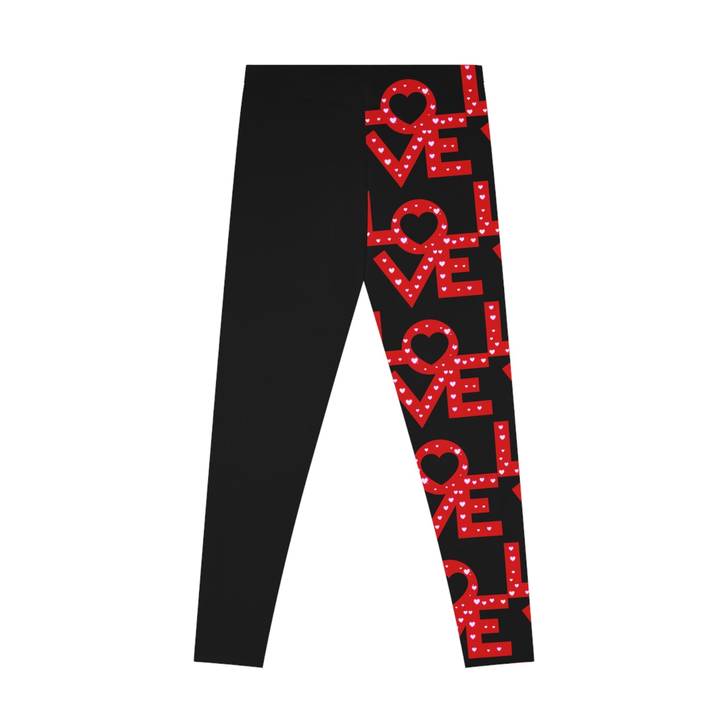 Love, Stretchy Leggings, Valentines Day Gift, Gift For Her, Black Leggings