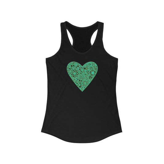 Cute Heart Of Flowers, Women's Ideal Racerback Tank, Valentines Day Gift, Gift For Her