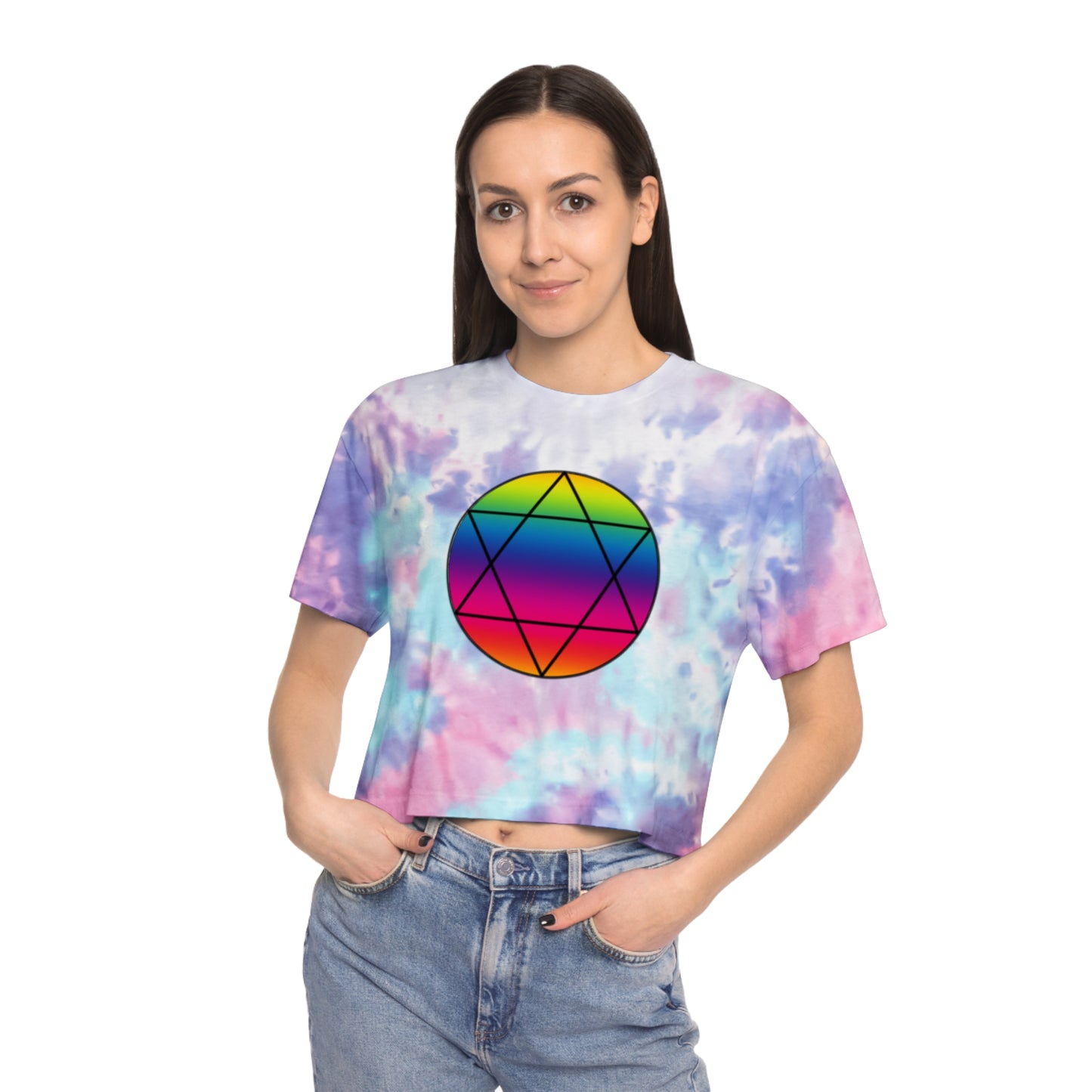 PRIDE Hexagram Women's Tie-Dye Crop Tee