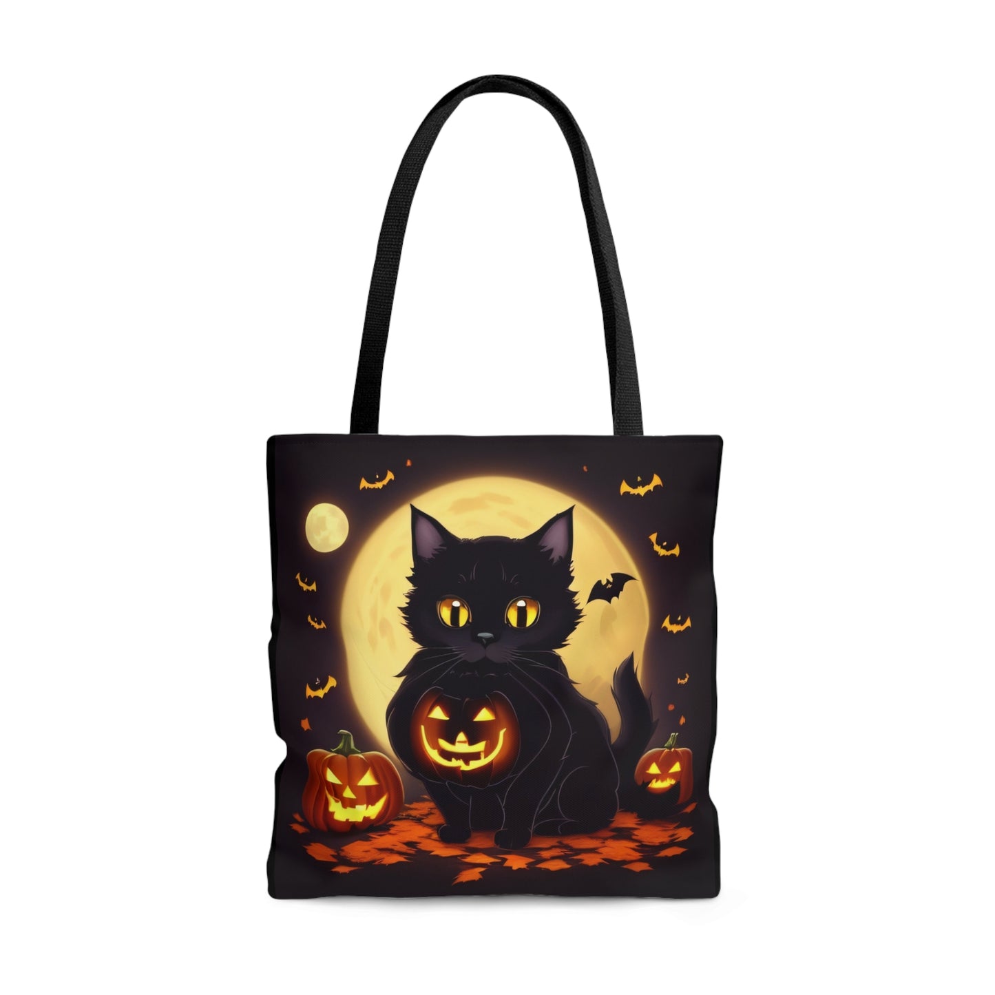 Eerie Night Black Cat Halloween Candy Tote Bag