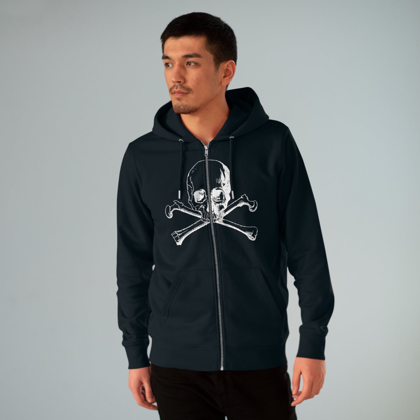 Men's Cultivator skull And Crossbones Halloween Zip Hoodie