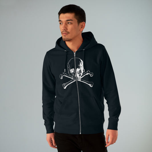 Men's Cultivator skull And Crossbones Halloween Zip Hoodie