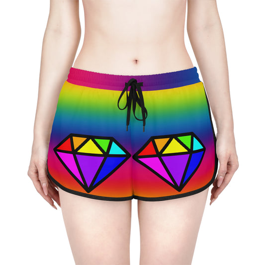 PRIDE Diamond Women's Relaxed Shorts Rainbow