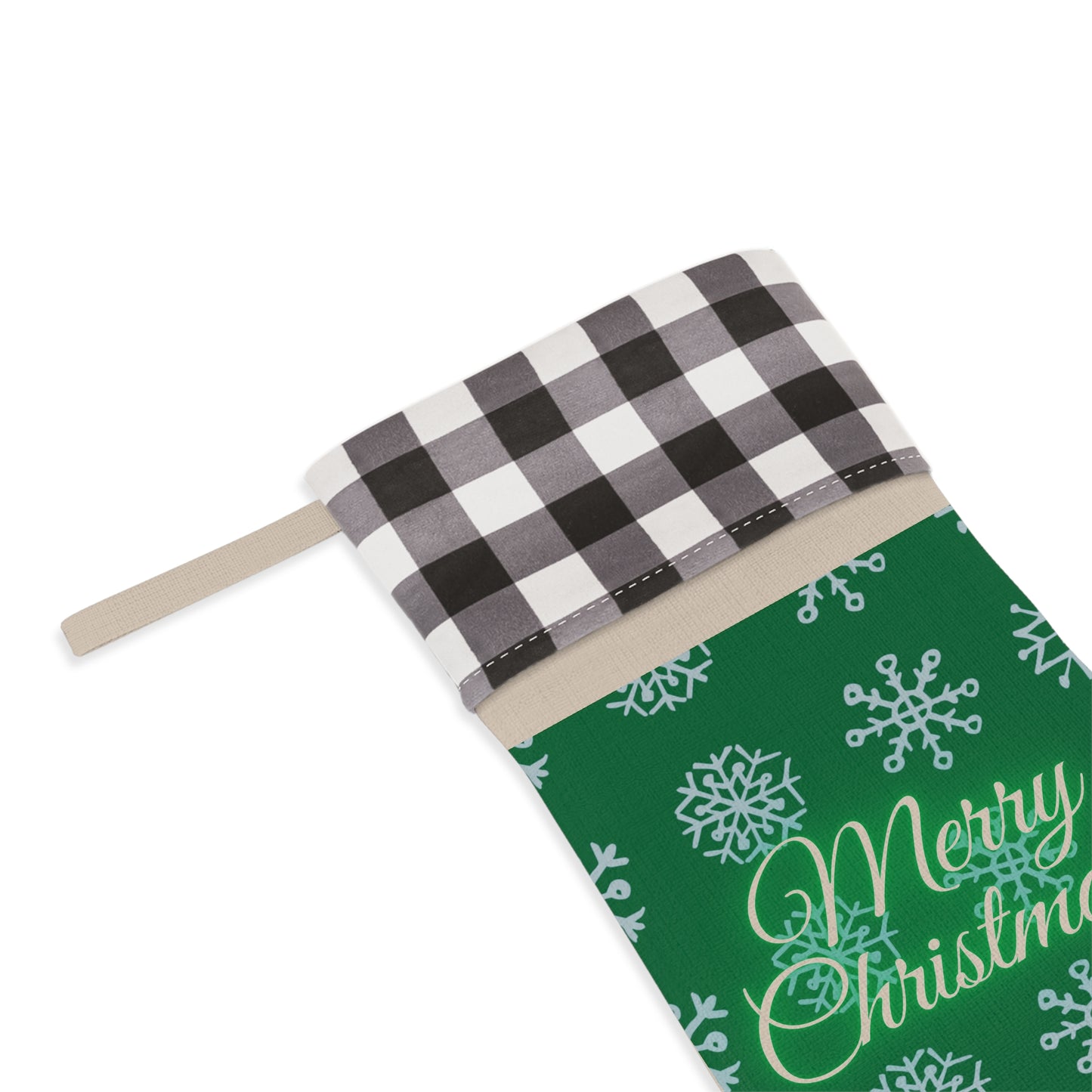 Merry Christmas Snowflake Christmas Stocking Green