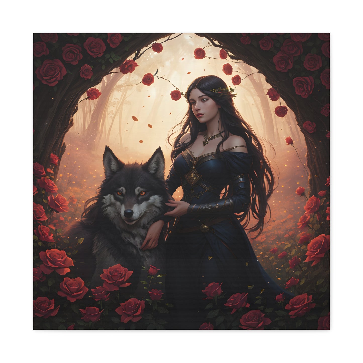 Wolf Enchantress, Canvas Art, Canvas Print, Wall Decor, Original Art, Unique Gifts