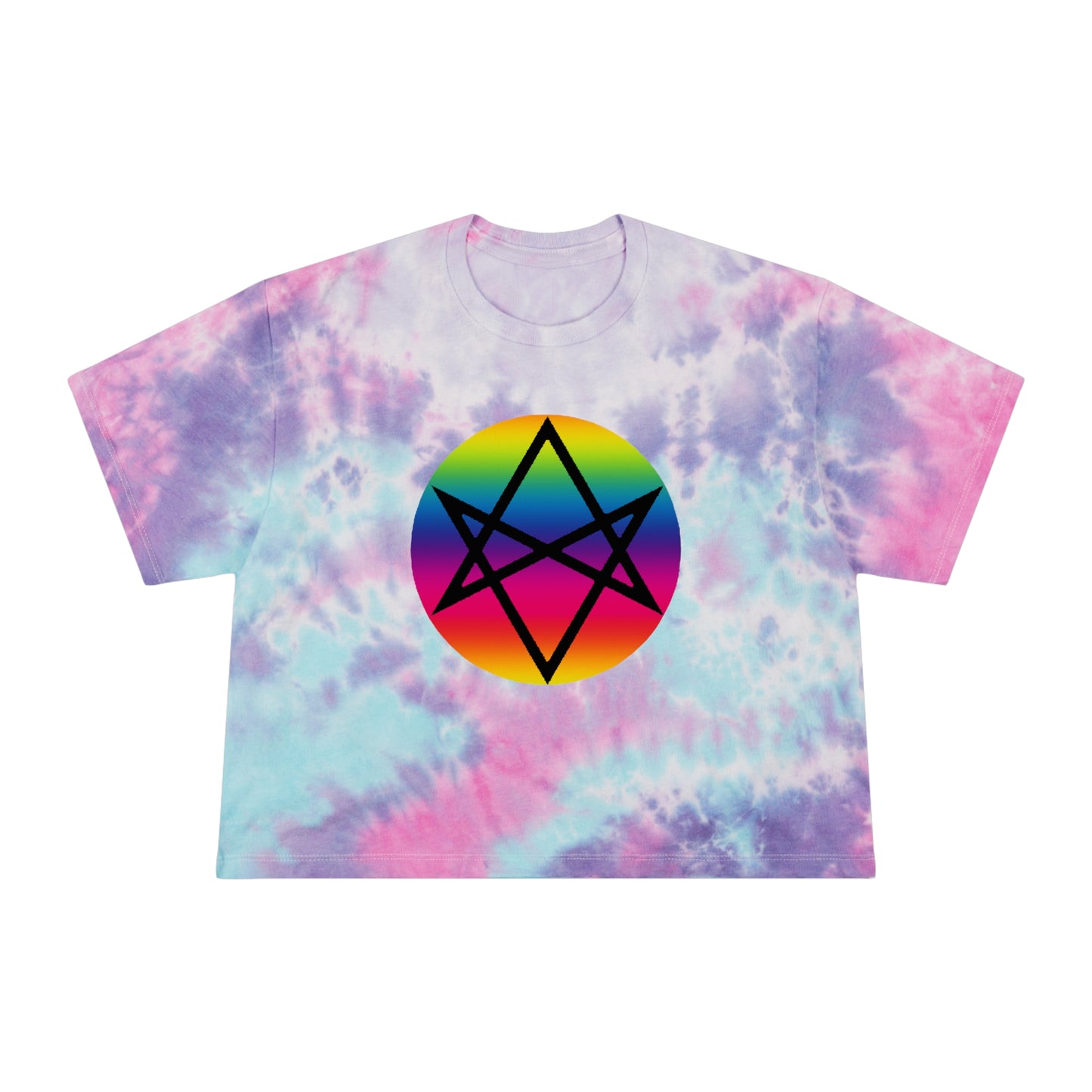 PRIDE Unicursal Hexagram Women's Tie-Dye Crop Tee