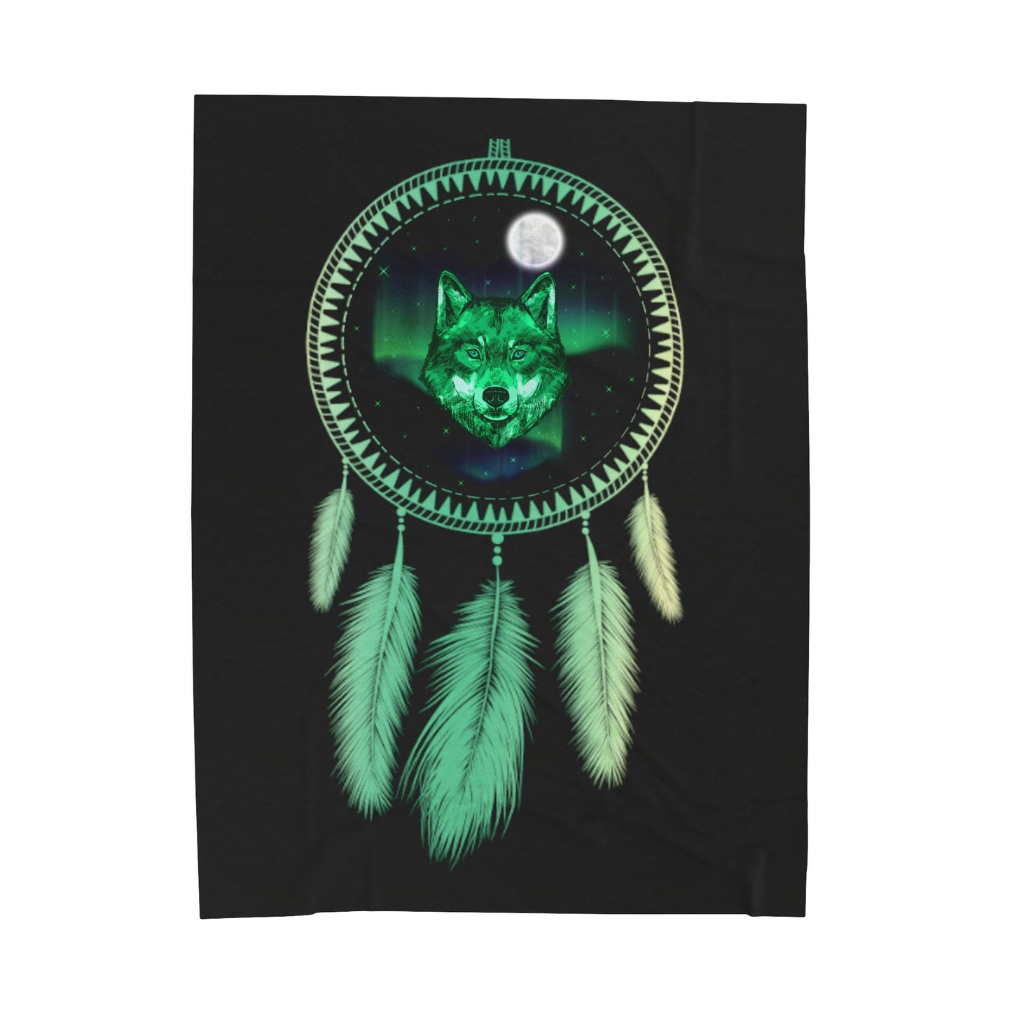 Ancestral Wolf, Velveteen Plush Blanket, Black Light Responsive