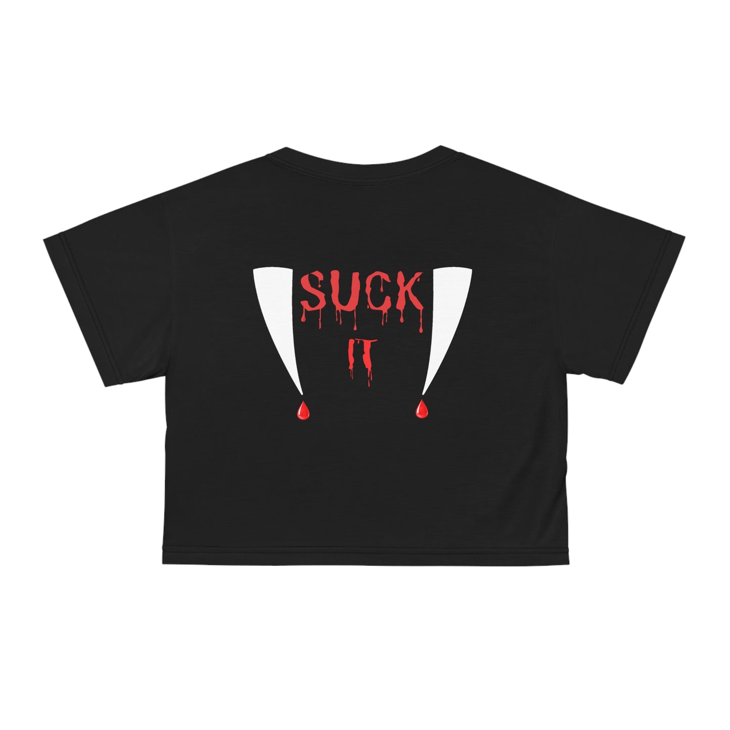 Suck It Vampire Fangs Crop Top Tee