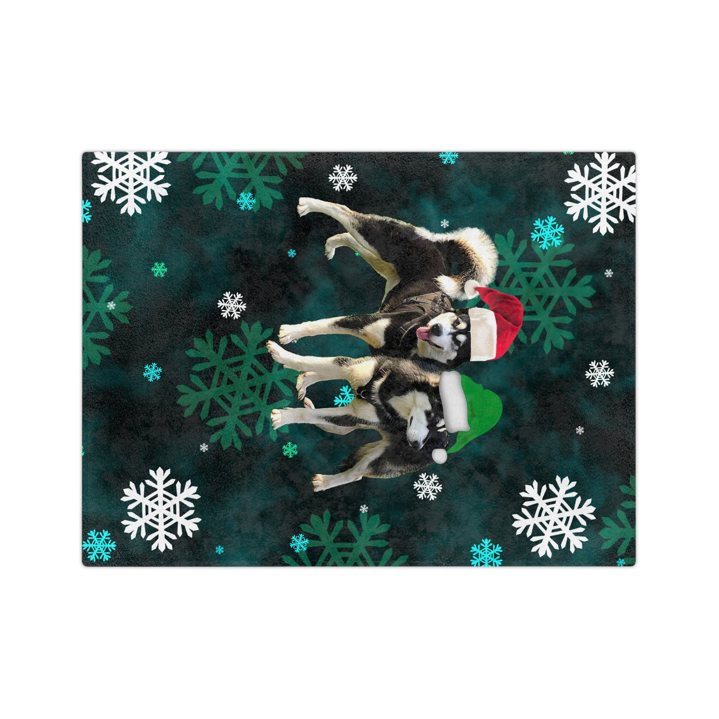 Christmas Malamute Velveteen Minky Blanket