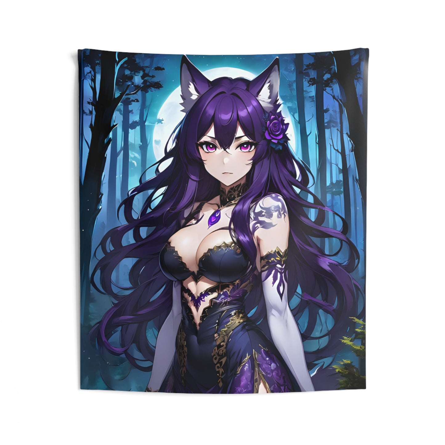 Violet Fox Goddess, Wall Tapestry 51 x 60