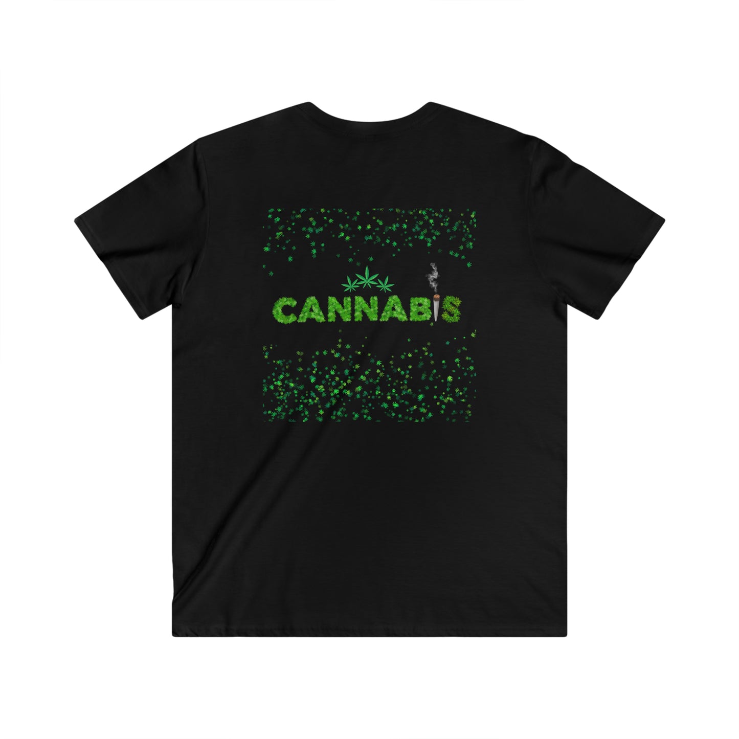 Cannabis, Men's Fitted V-Neck Short Sleeve Tee