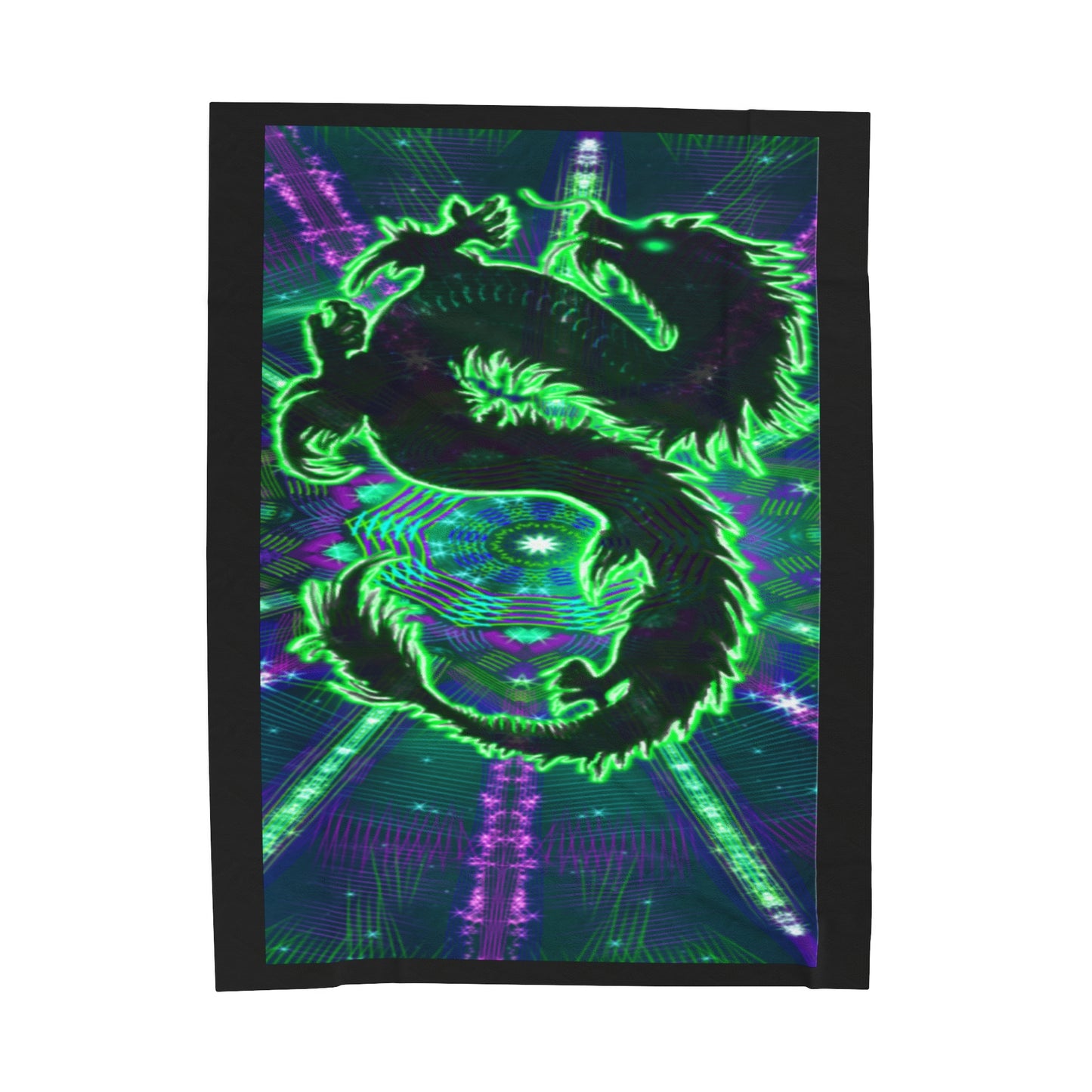 Violet and Emerald Giant Dragon Velveteen Plush Blanket