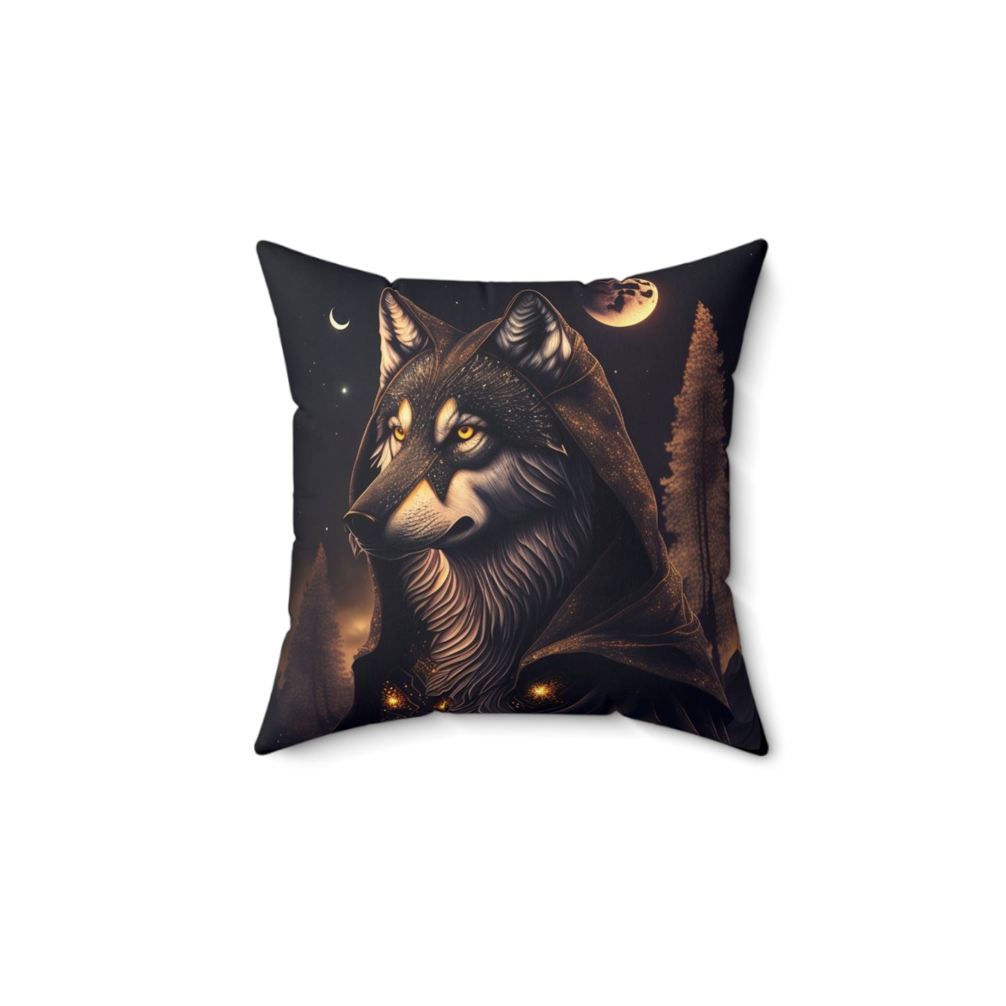 Wolf Mage Adventures, Spun Polyester Square Pillow