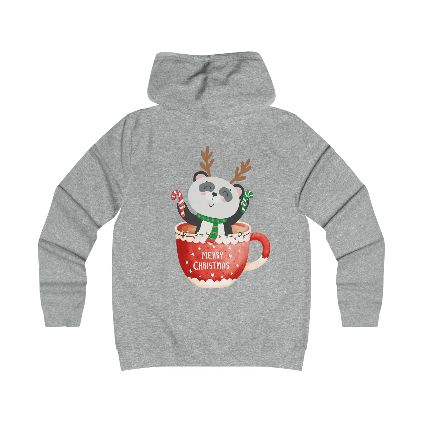 Merry Christmas Panda Girlie College Hoodie