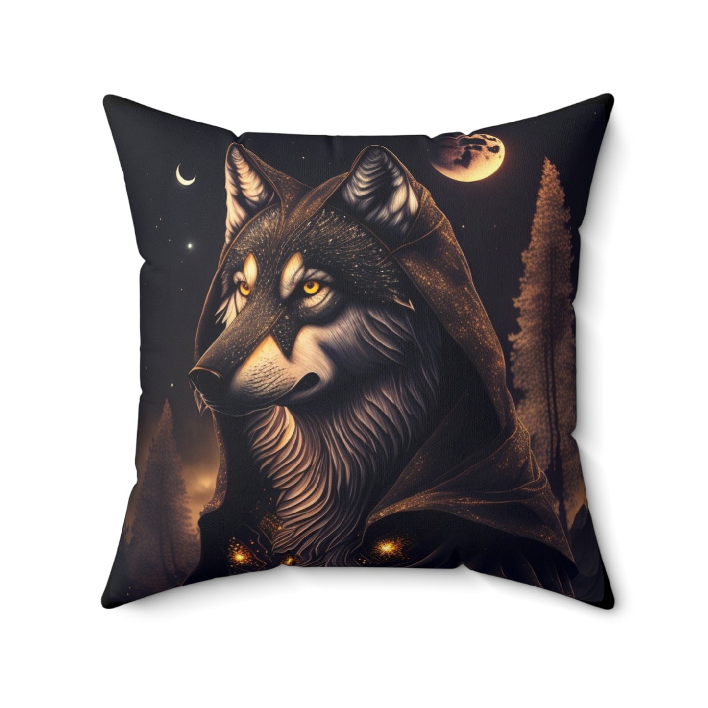 Wolf Mage Adventures, Spun Polyester Square Pillow