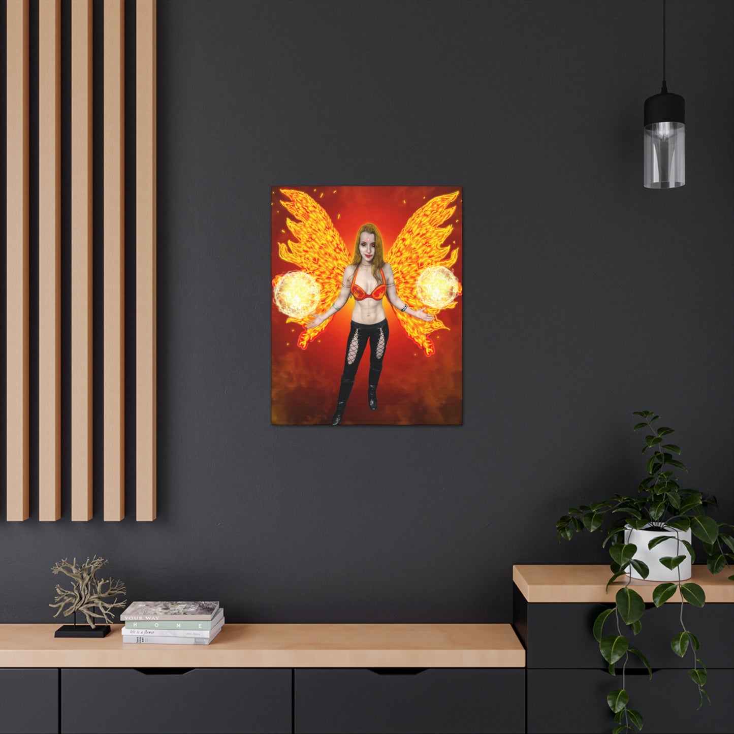 Mystic Fire Fairy, Fantasy Art, Canvas Art, Unique Gift, Original art, Wall Decor