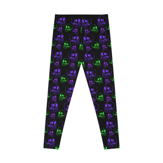 Halloween, Skulls Stretchy Leggings Black