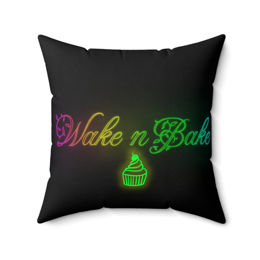 Wake N Bake, 420 Themed, Spun Polyester Square Pillow