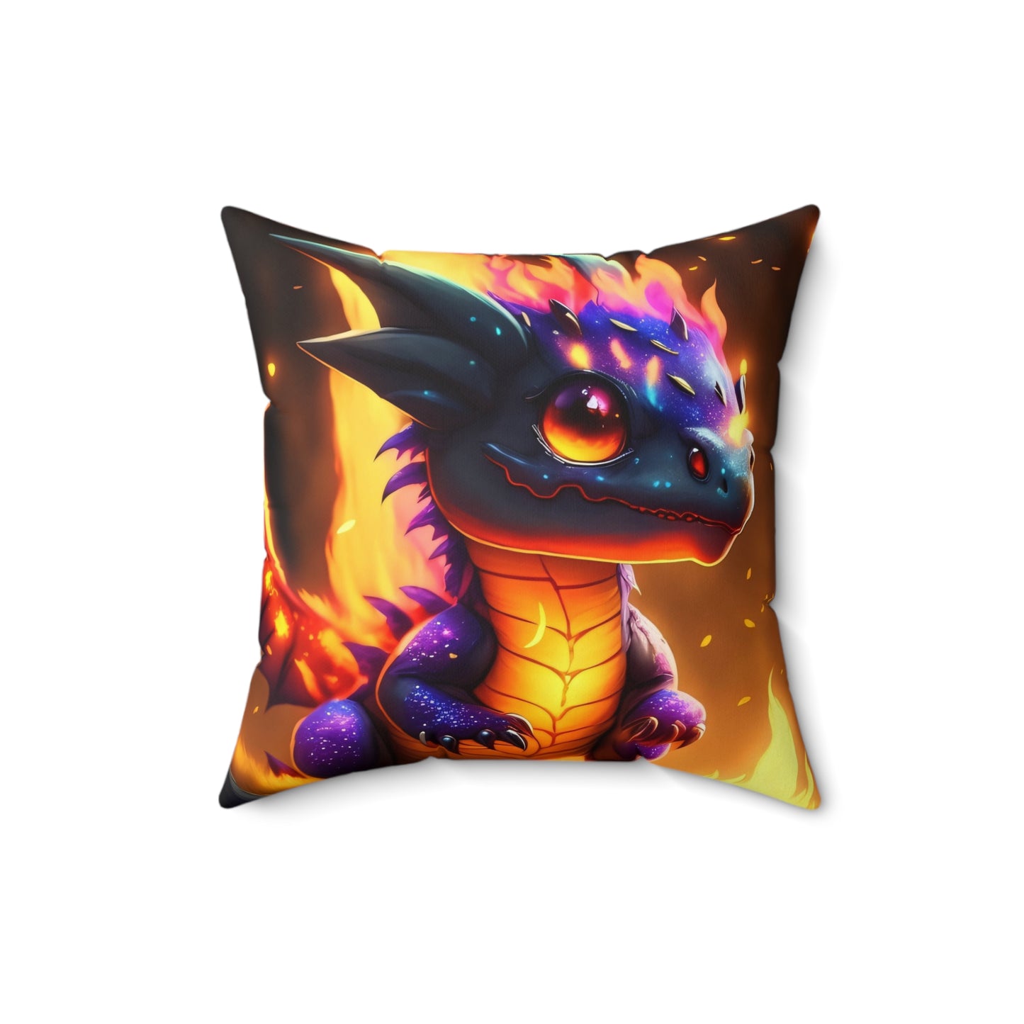 Cute Baby Dragon, Spun Polyester Square Pillow