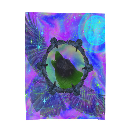 Wolf Medicine Mandala Giant Velveteen Plush Blanket