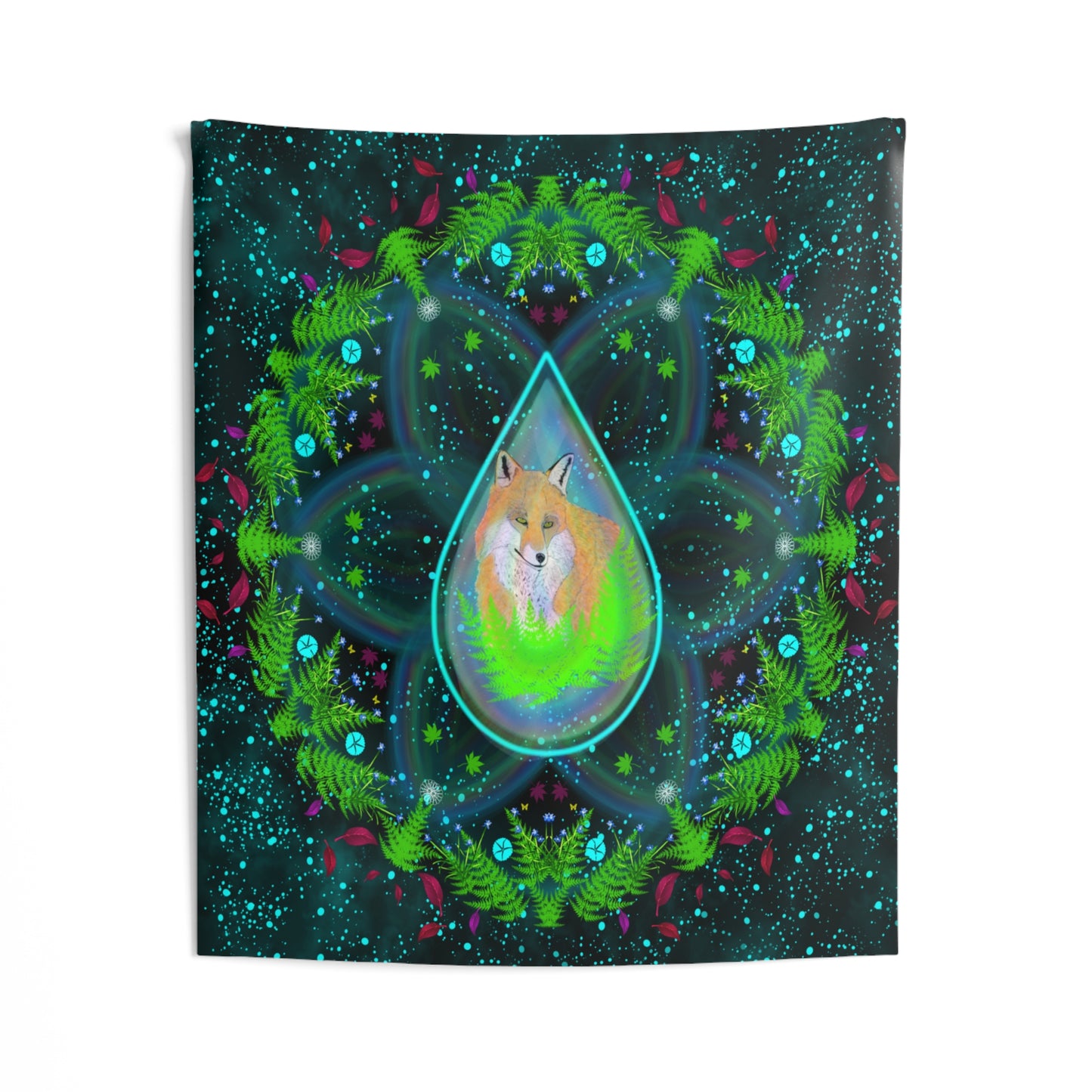 Fox Medicine Mandala Indoor Wall Tapestry 51 x 60