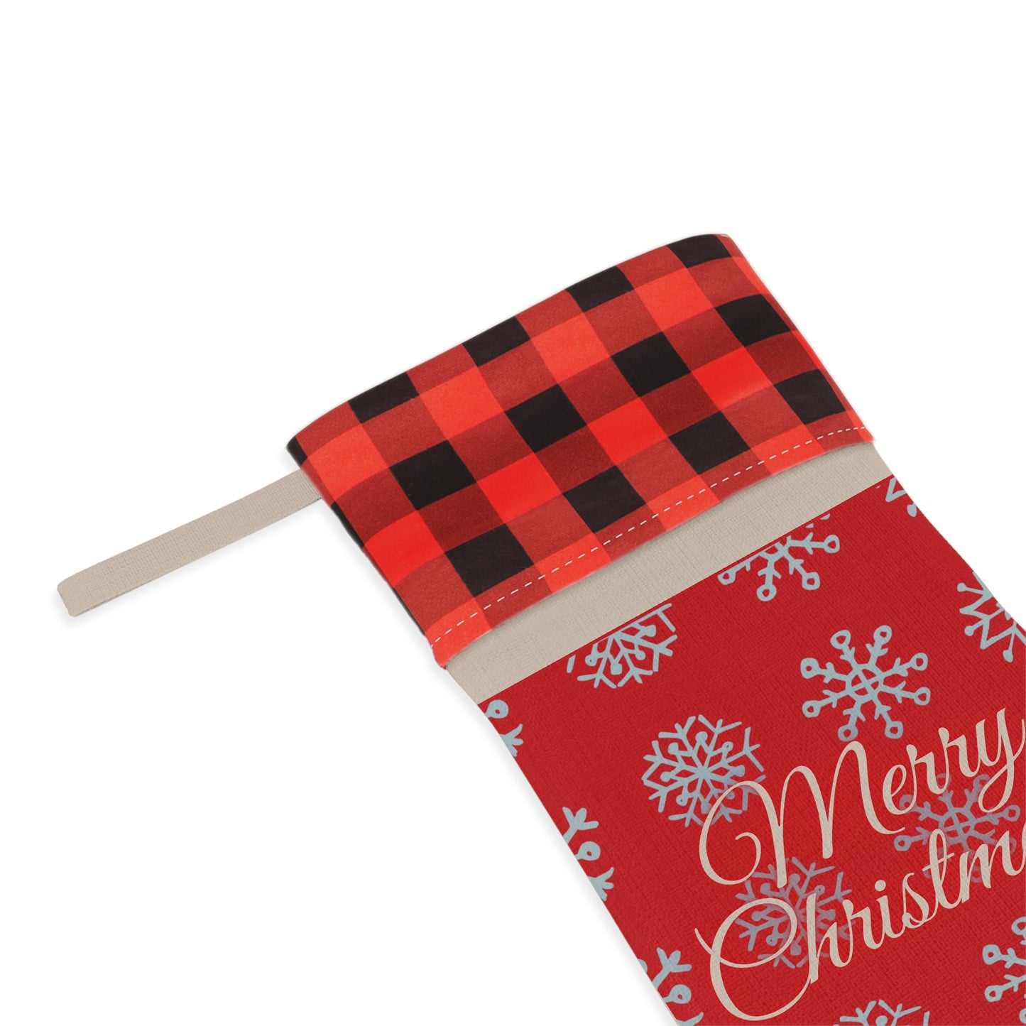 Merry Christmas Snowflake Stocking Red