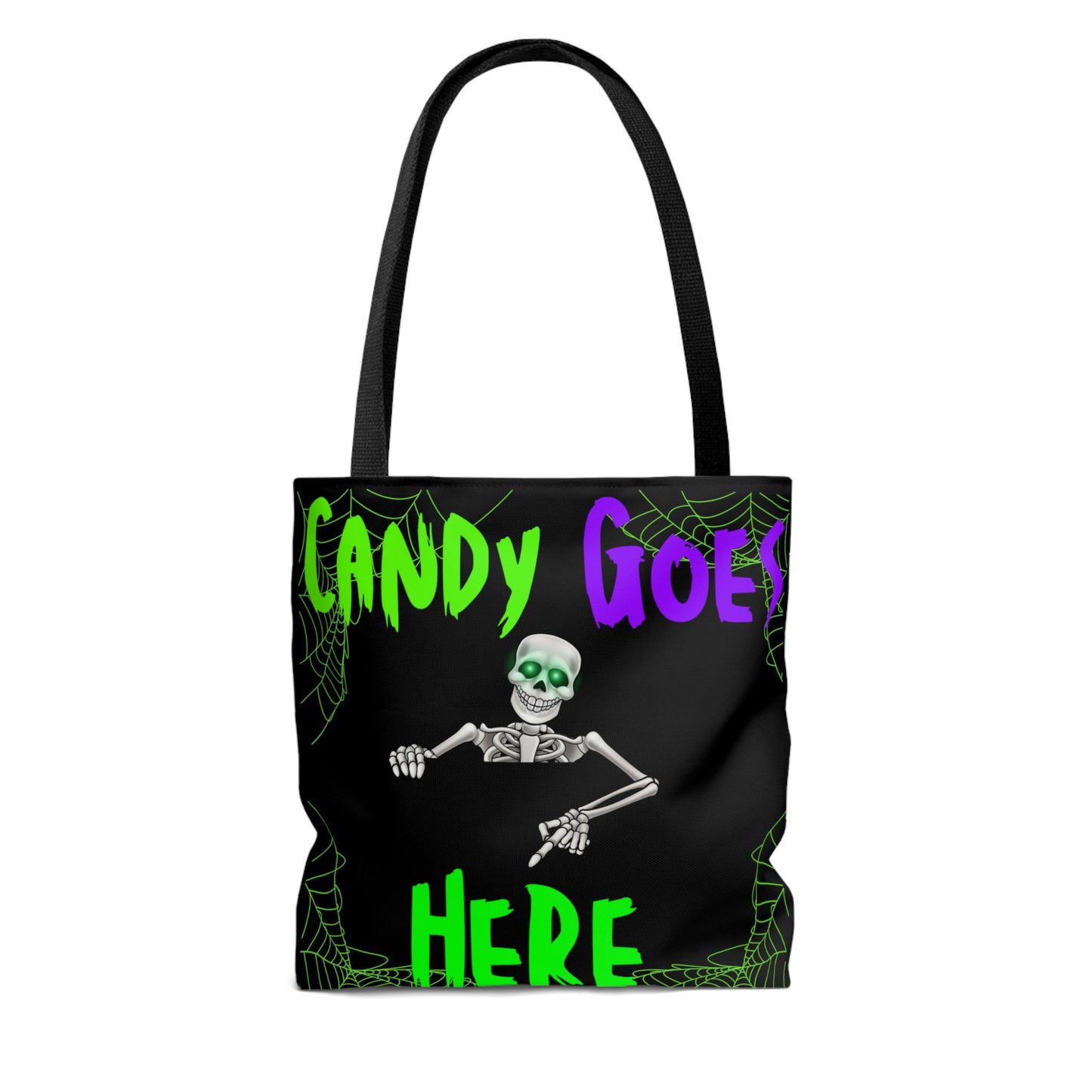 Candy Goes Here, Skeleton Halloween candy Tote Bag