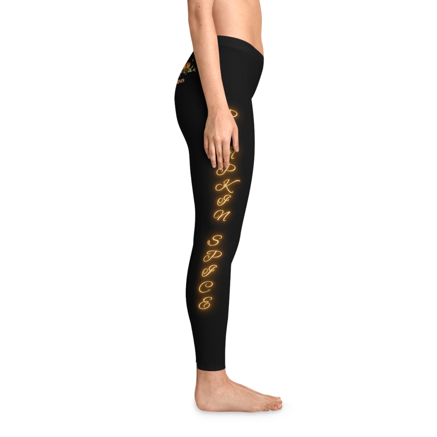 Pumpkin Spice Stretchy Fall Leggings Black