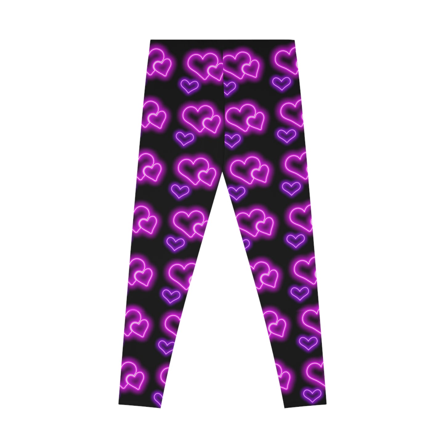 Glowing Hearts, Stretchy Leggings, Valentines Day, Gift For Her, Black Leggings