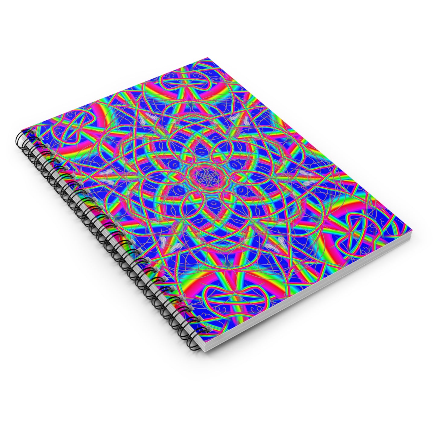 Psychedelic Rainbow Mandala Spiral Notebook - Ruled Line