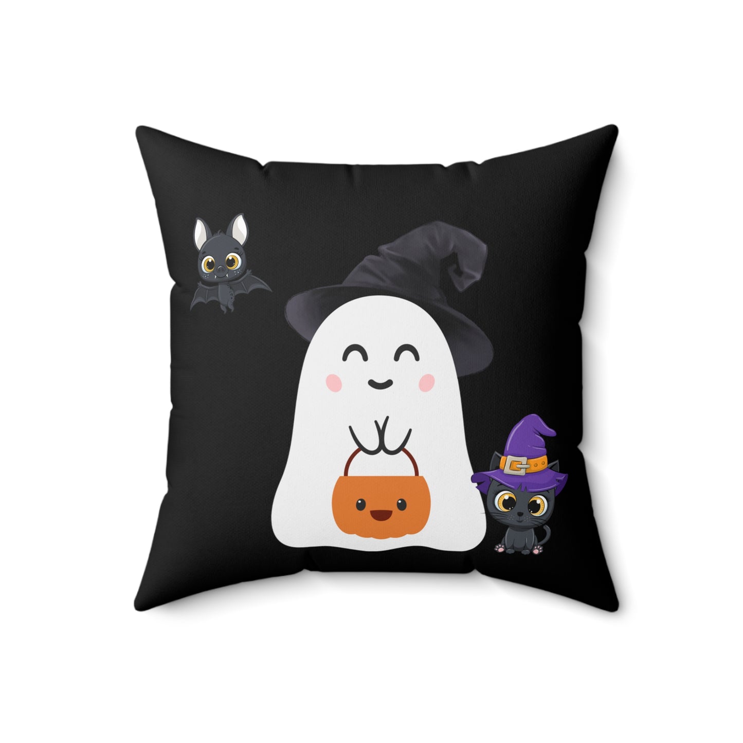 Cute Halloween Ghost Spun Polyester Square Pillow