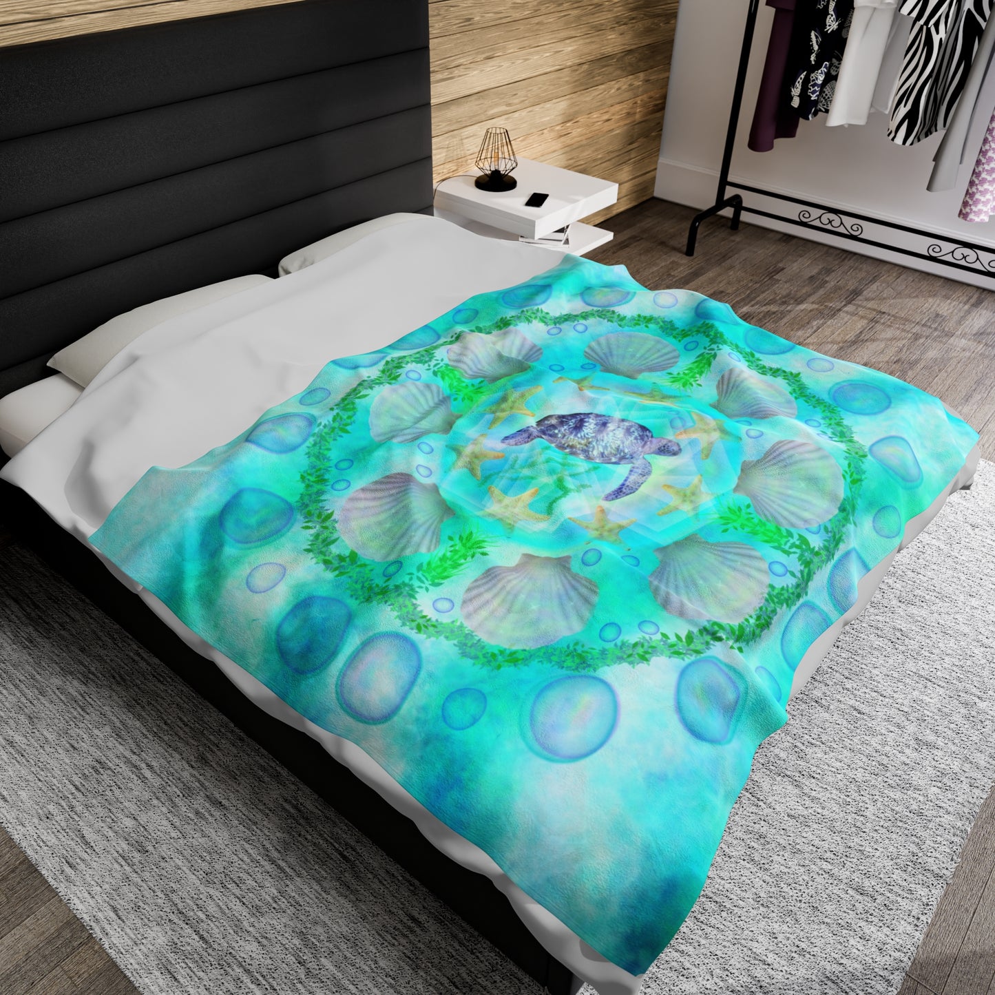 Turtle Medicine Mandala Giant Velveteen Plush Blanket